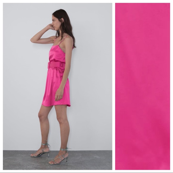 Zara | Dresses | Nwt Zara Pink Satin Effect Mini Dress Size L | Poshmark
